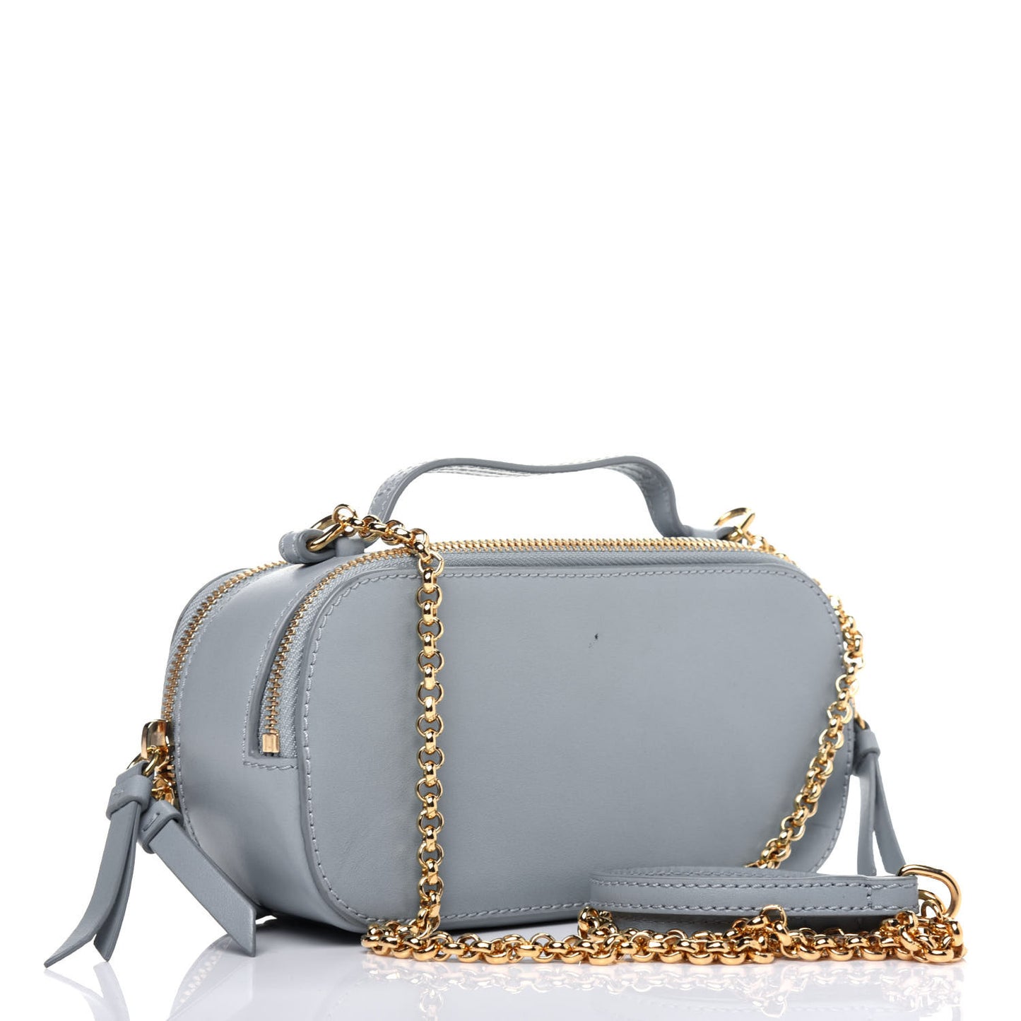Shiny Calfskin Mini Vanity C Bag Faded Blue