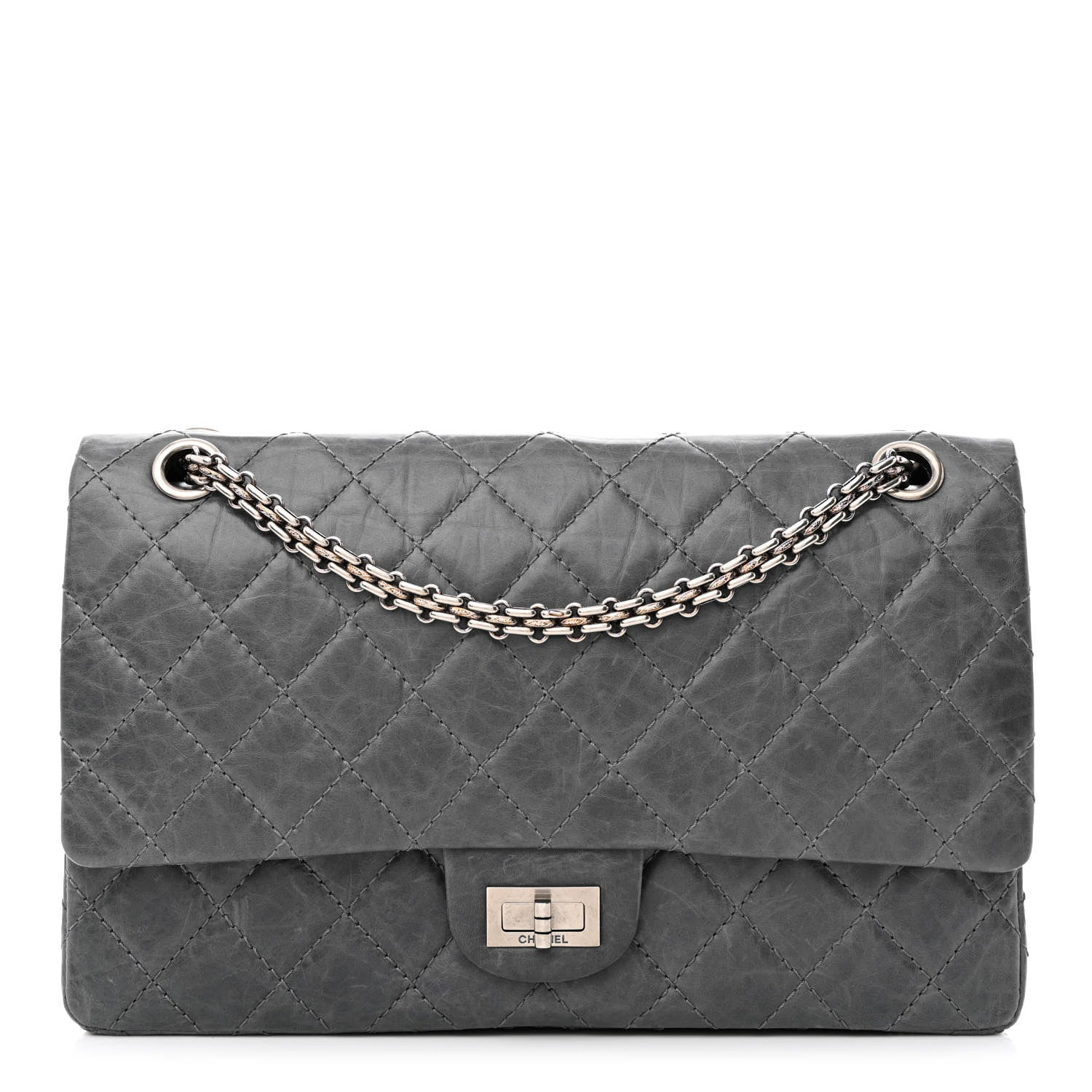 Chanel Aged Calfskin Quilted 50th Anniversary 2.55 Reissue Flap 226 Grey 1 of 15