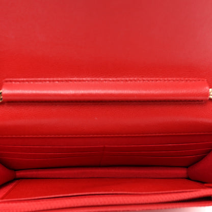 Chanel Caviar Camellia Embossed Wallet On Chain WOC Red 5 of 12
