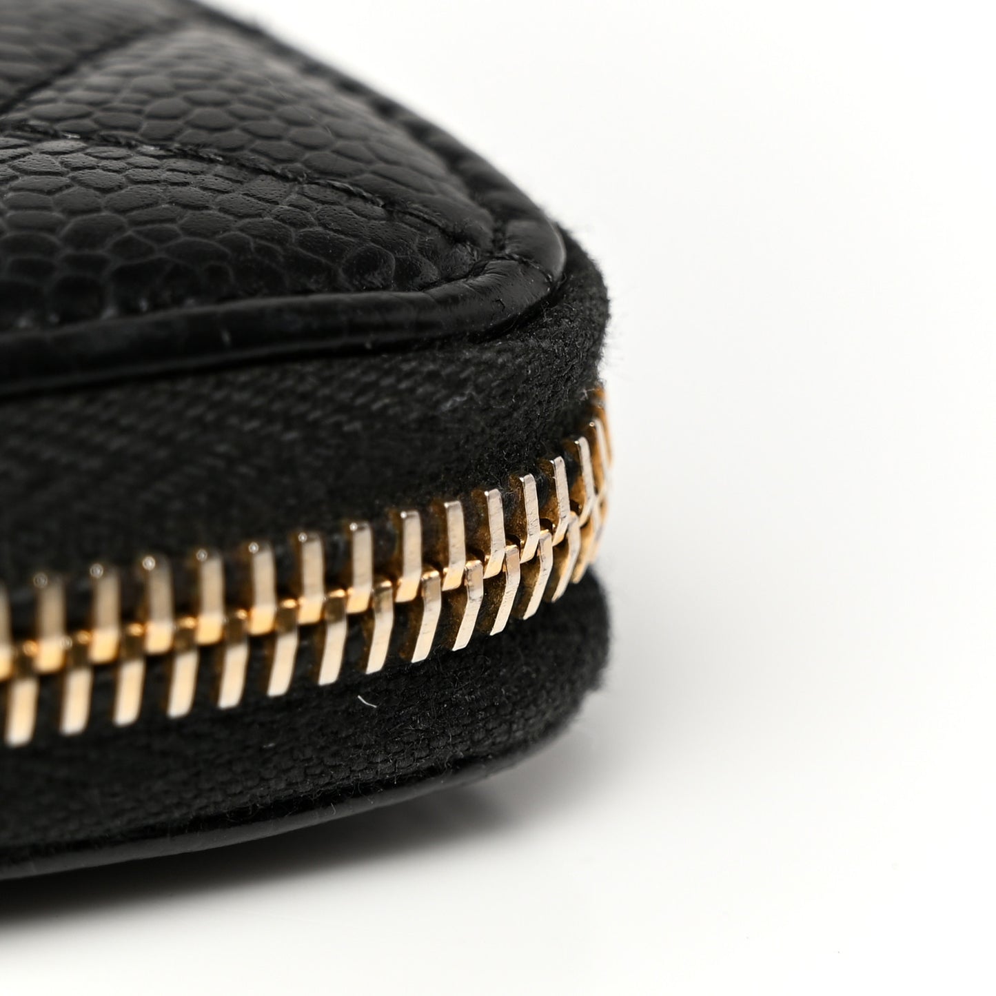 Caviar Quilted Large Gusset Zip Around Wallet Black
