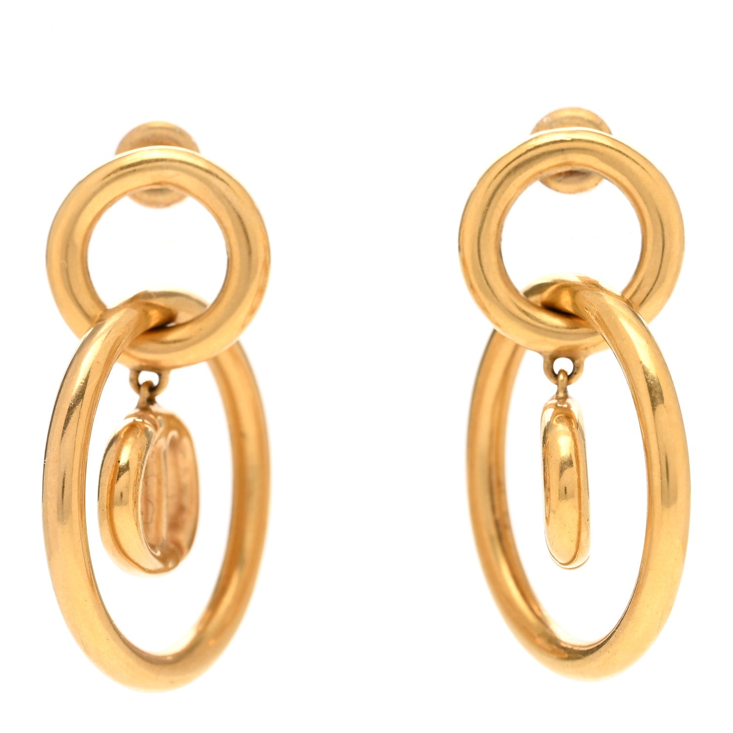 Christian Dior Metal CD Navy Earrings Gold 1 of 5