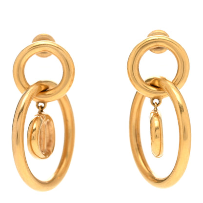 Christian Dior Metal CD Navy Earrings Gold 1 of 5