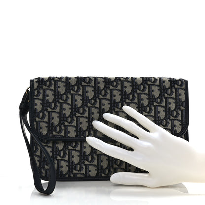 Christian Dior Oblique Flap Pouch Clutch Blue 2 of 6