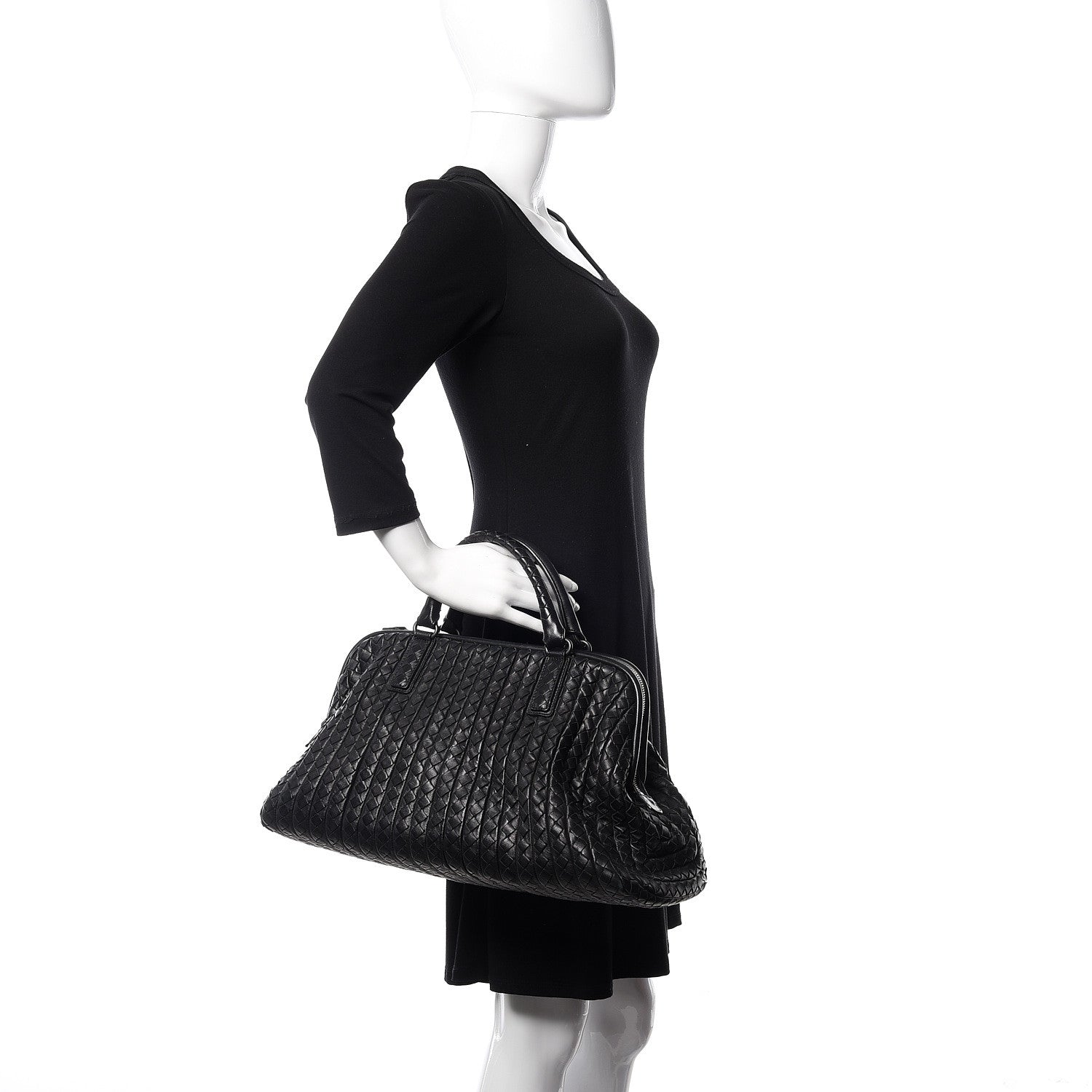 Bottega Veneta Nappa Intrecciato New Bond Satchel Black 2 of 8