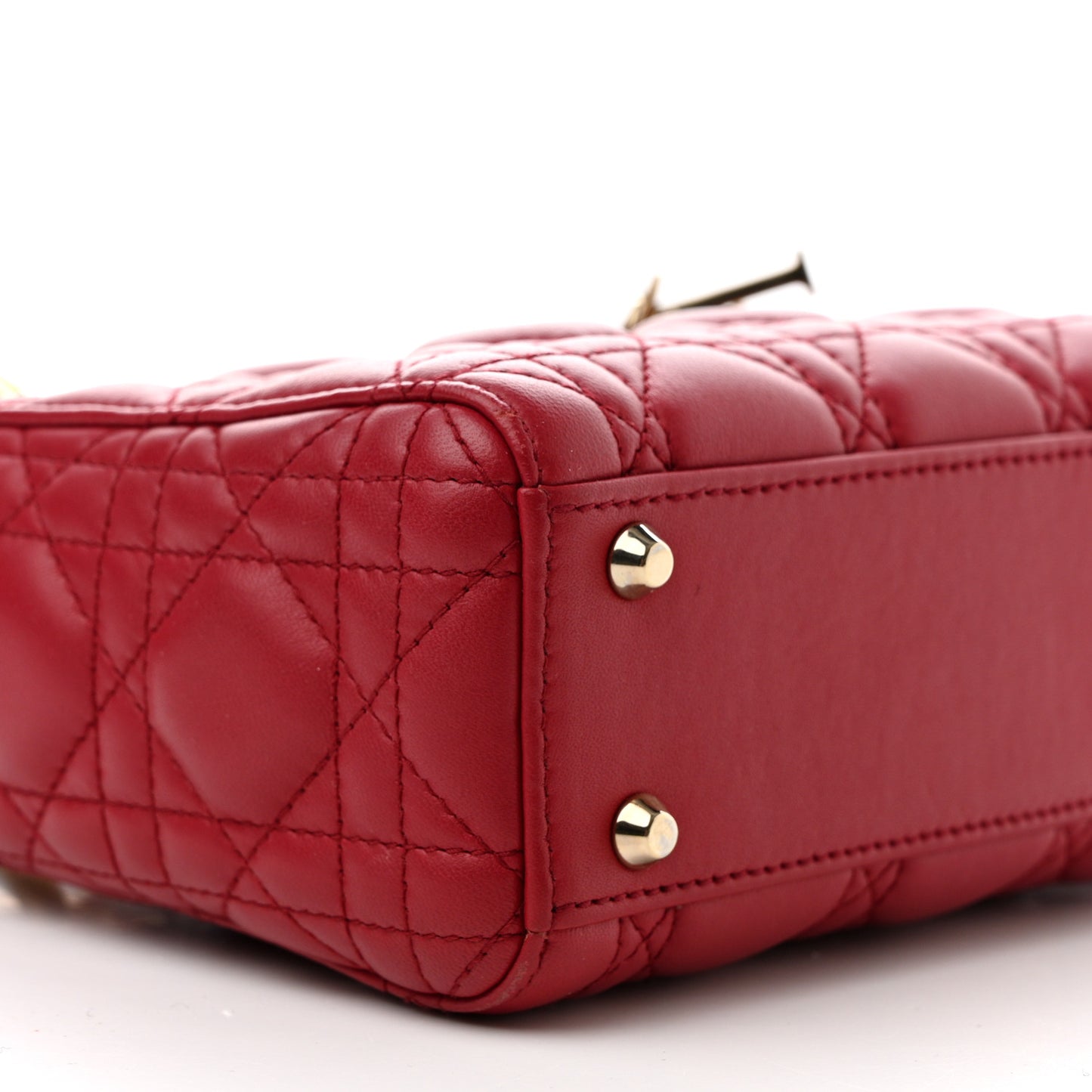 Lambskin Cannage Mini Lady Dior Burgundy