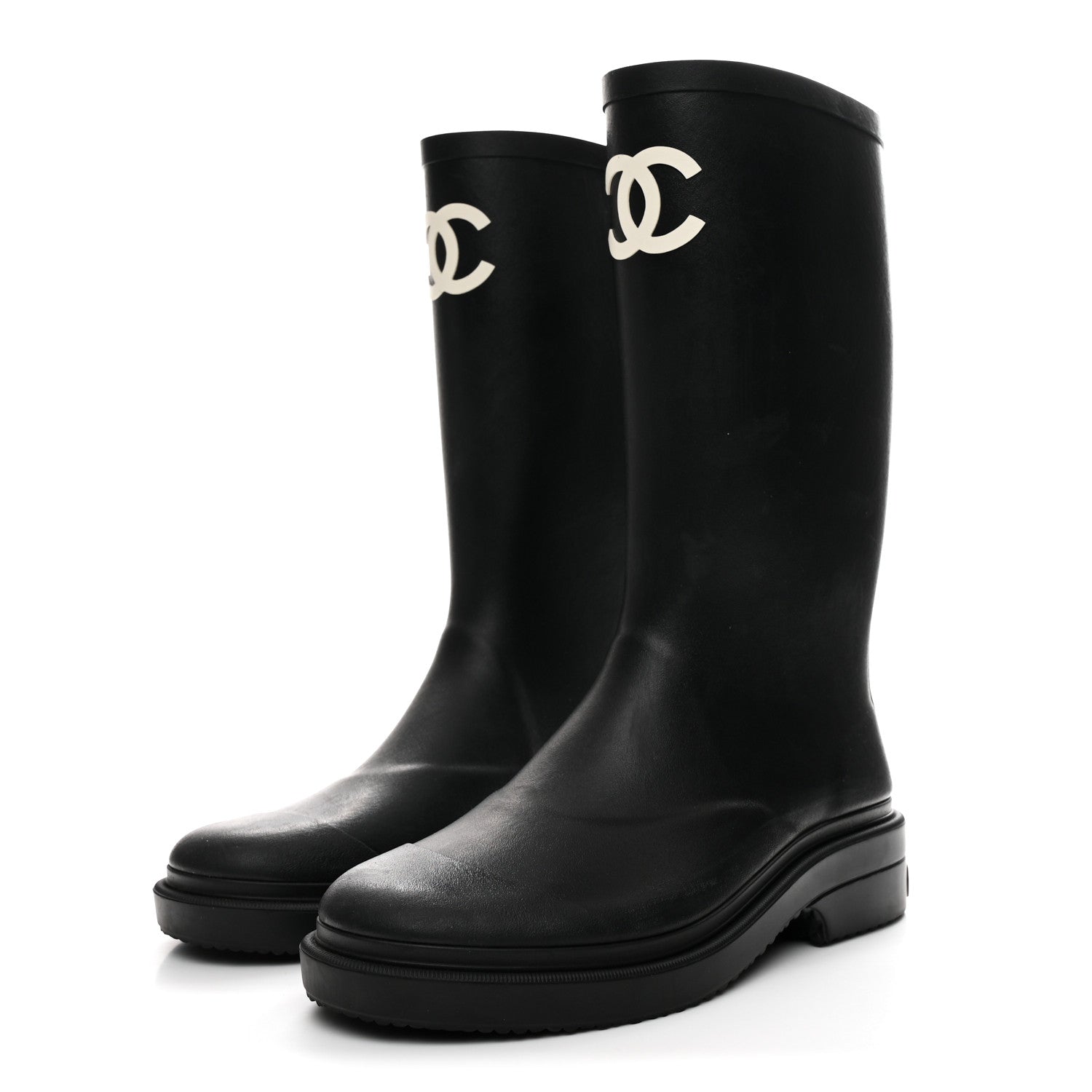 Chanel Caoutchouk CC High Boots 36 Black 4 of 10