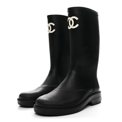 Chanel Caoutchouk CC High Boots 36 Black 4 of 10