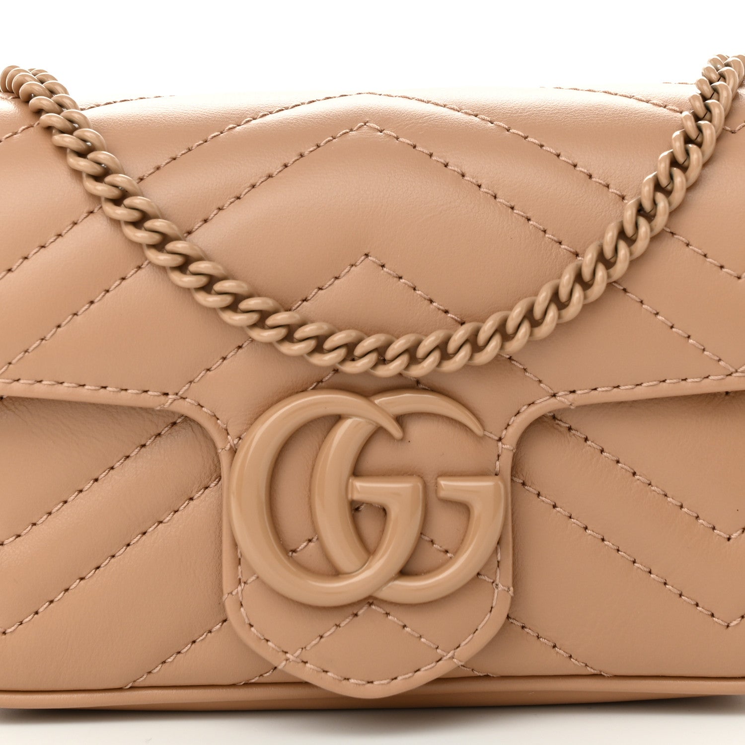Gucci Calfskin Matelasse Monochrome Super Mini GG Marmont Shoulder Bag Camelia 7 of 10