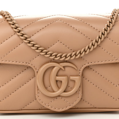 Gucci Calfskin Matelasse Monochrome Super Mini GG Marmont Shoulder Bag Camelia 7 of 10