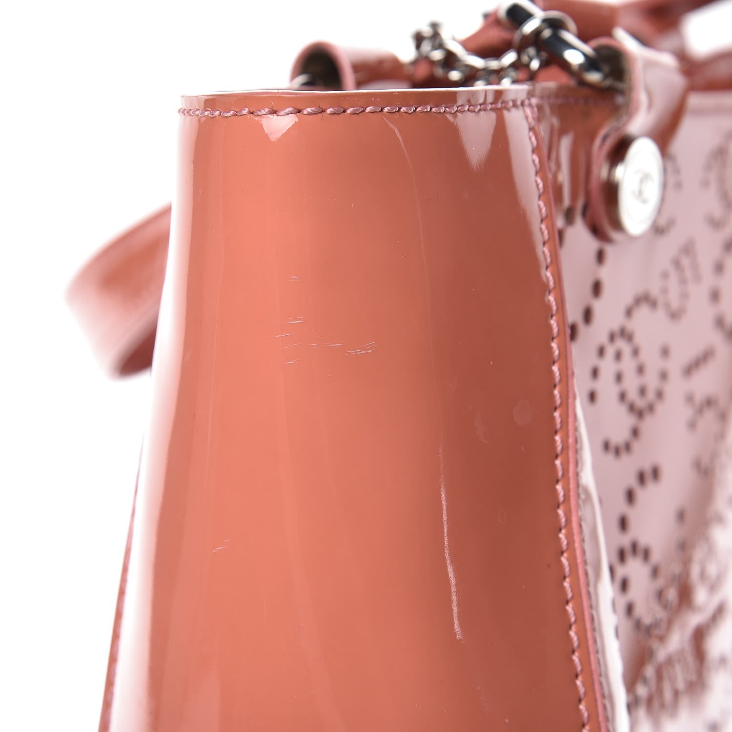 Chanel Patent Perforated CC No 5 Tote Coral 20 of 23