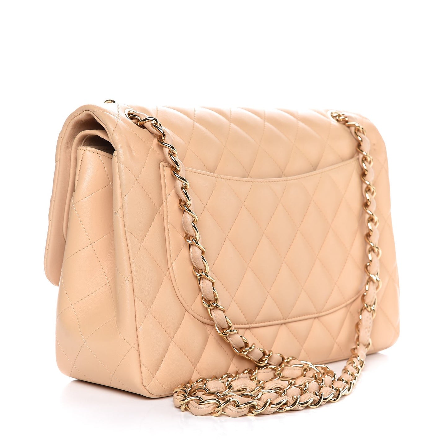 Lambskin Quilted Jumbo Double Flap Beige Clair