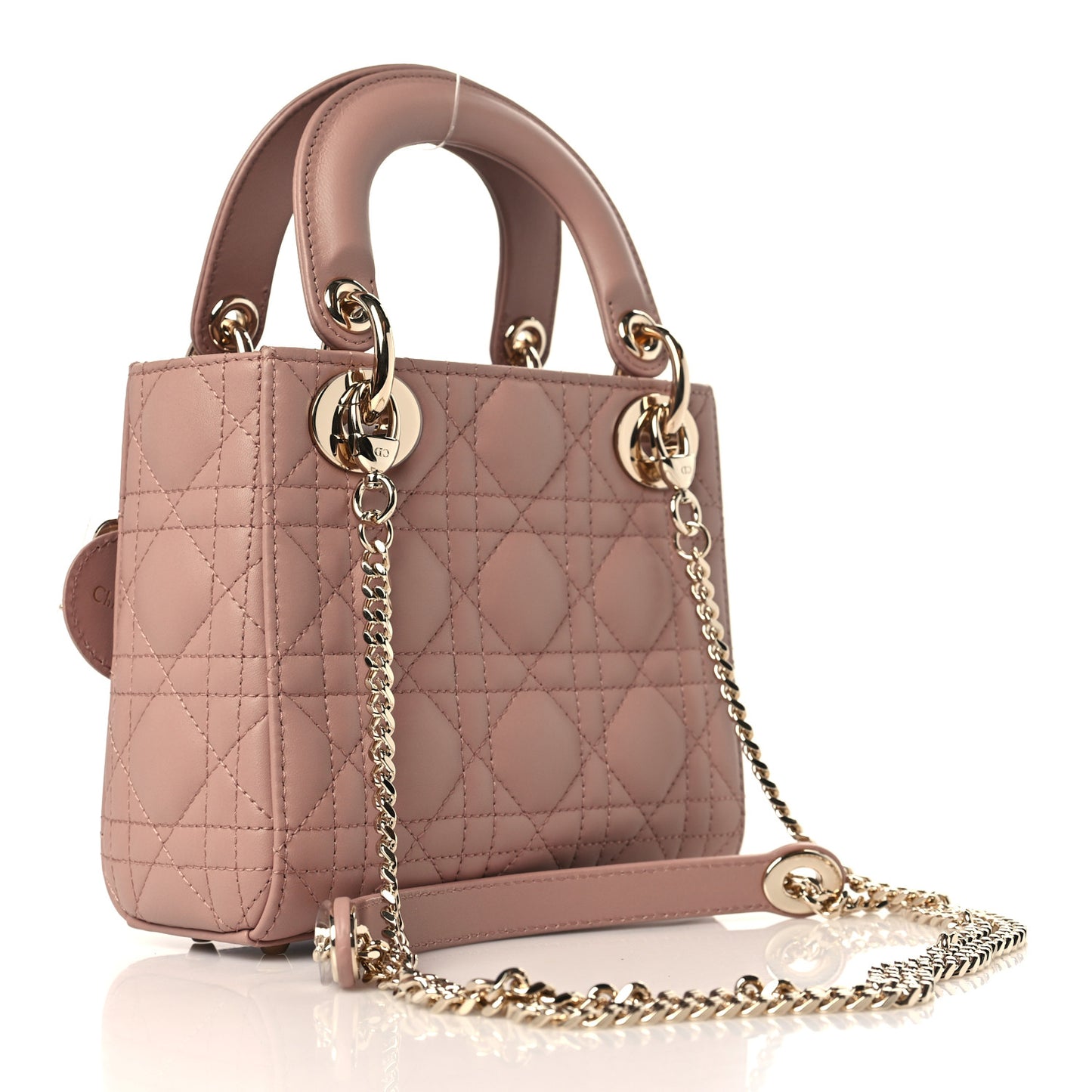 Lambskin Cannage Mini Lady Dior Rose De Vents