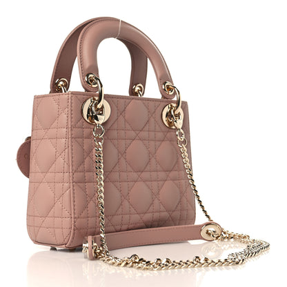 Christian Dior Lambskin Cannage Mini Lady Dior Rose De Vents 3 of 10