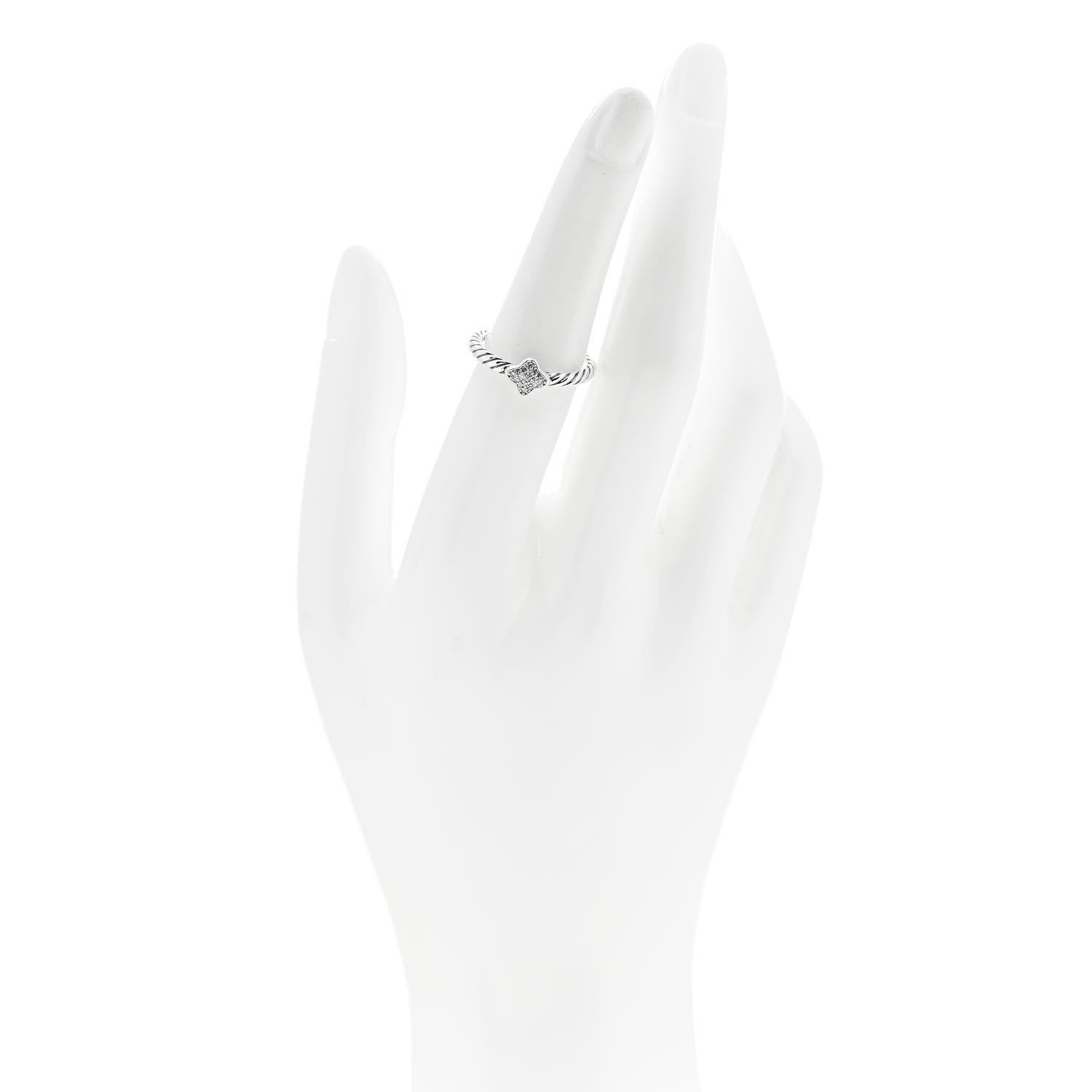 David Yurman Sterling Silver Diamond Quatrefoil Ring 52 6 2 of 4
