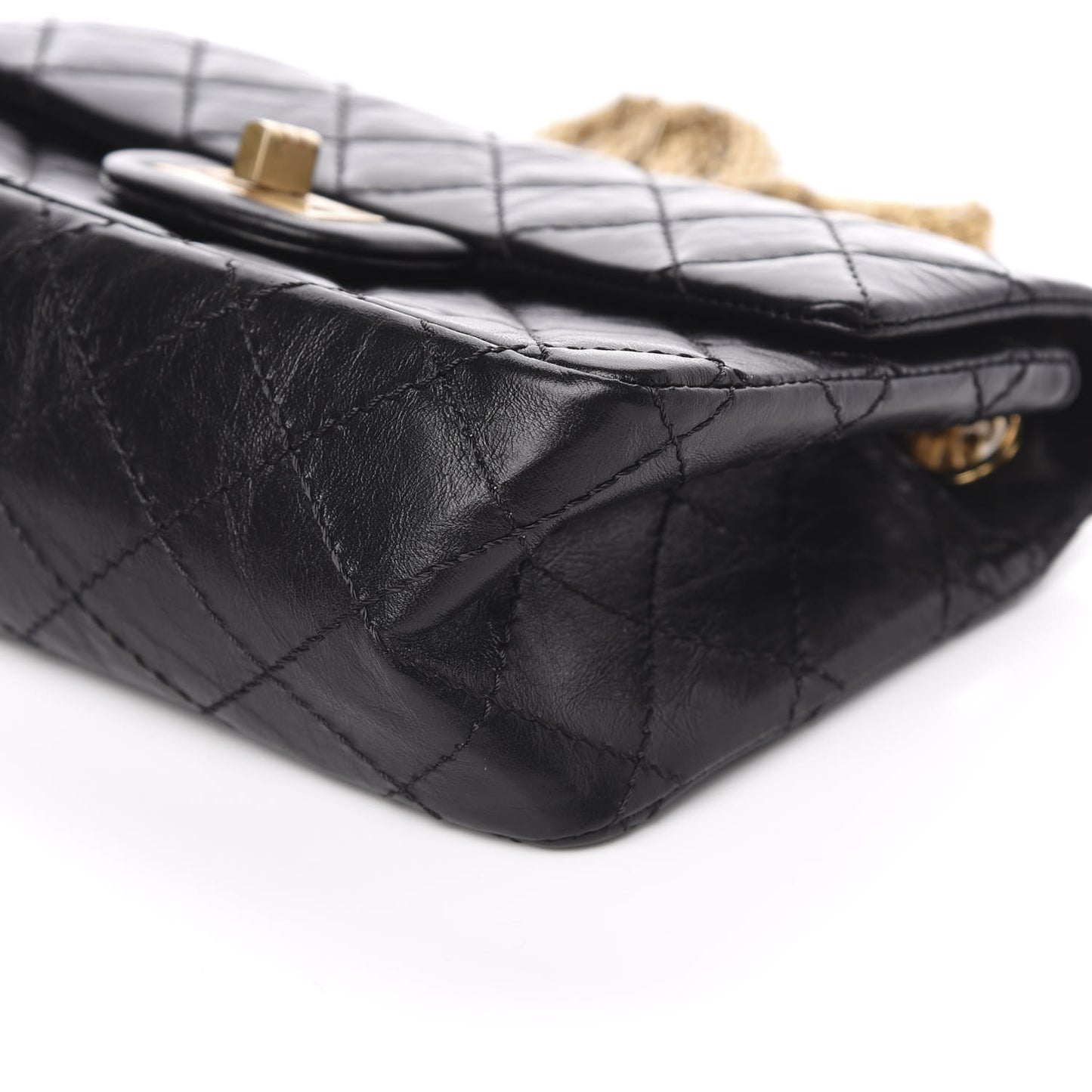 Aged Calfskin Quilted 2.55 Reissue Mini Flap Black