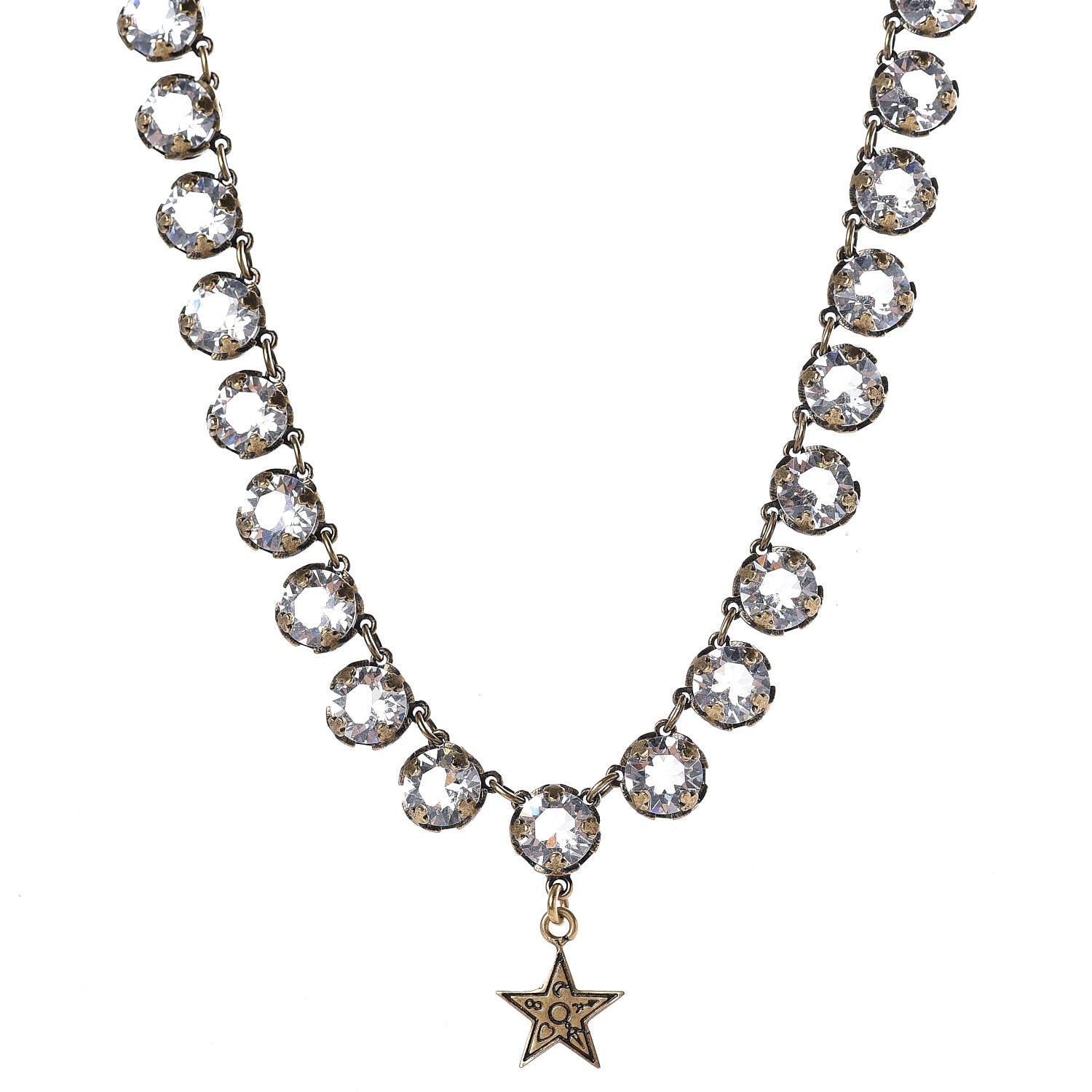 Christian Dior Crystal Star Necklace Gold 1 of 5