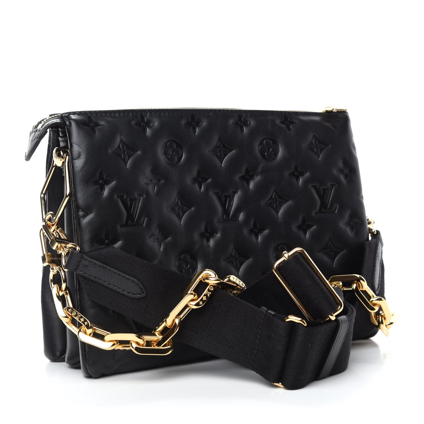 Lambskin Embossed Monogram Coussin PM Black