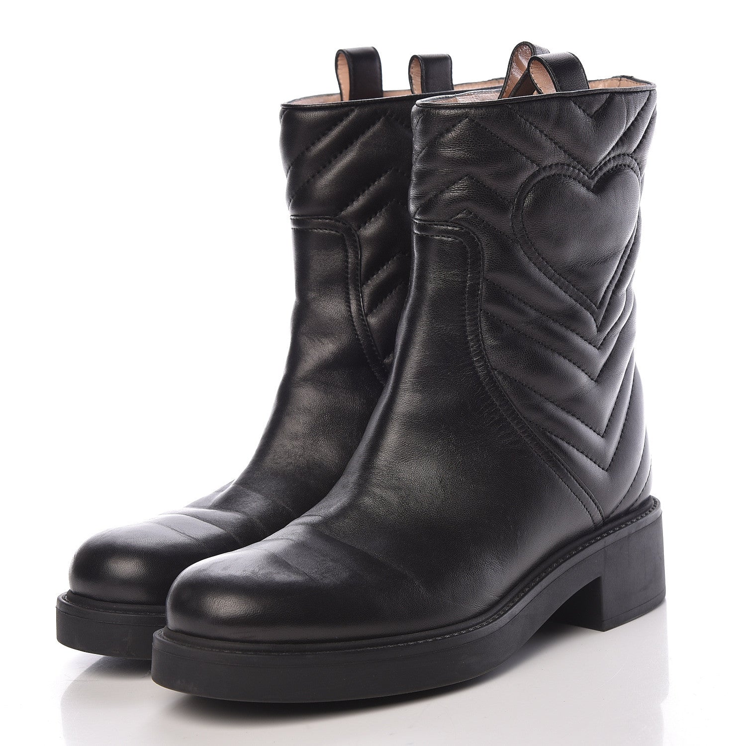 Gucci Nappa Matelasse Ankle Boots 37.5 Black 3 of 14