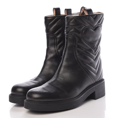Gucci Nappa Matelasse Ankle Boots 37.5 Black 3 of 14