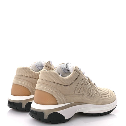 Chanel Fabric Womens CC Sneakers 39.5 Beige 5 of 9
