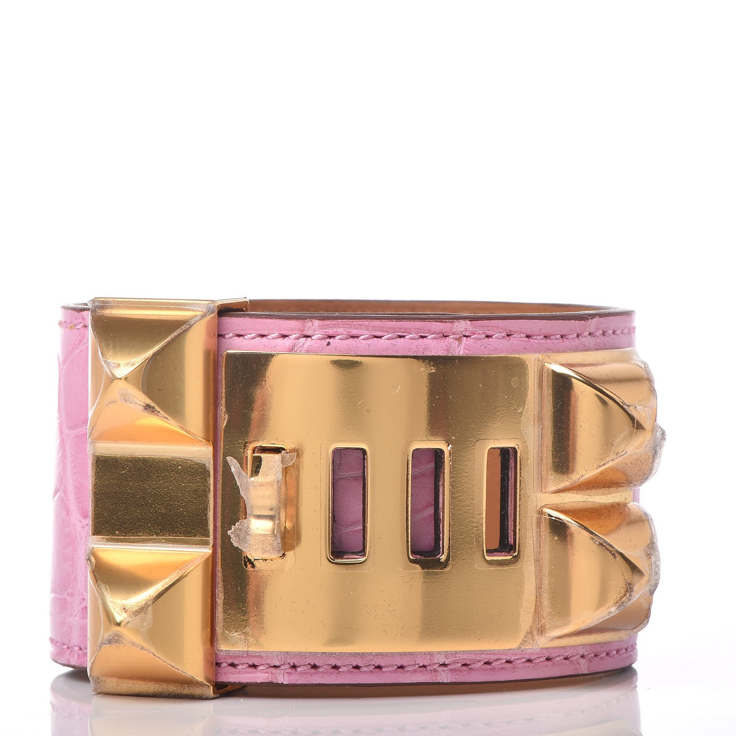 Hermes Matte Alligator Collier De Chien CDC Bracelet T2 5P Pink 3 of 6