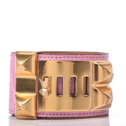 Hermes Matte Alligator Collier De Chien CDC Bracelet T2 5P Pink 3 of 6