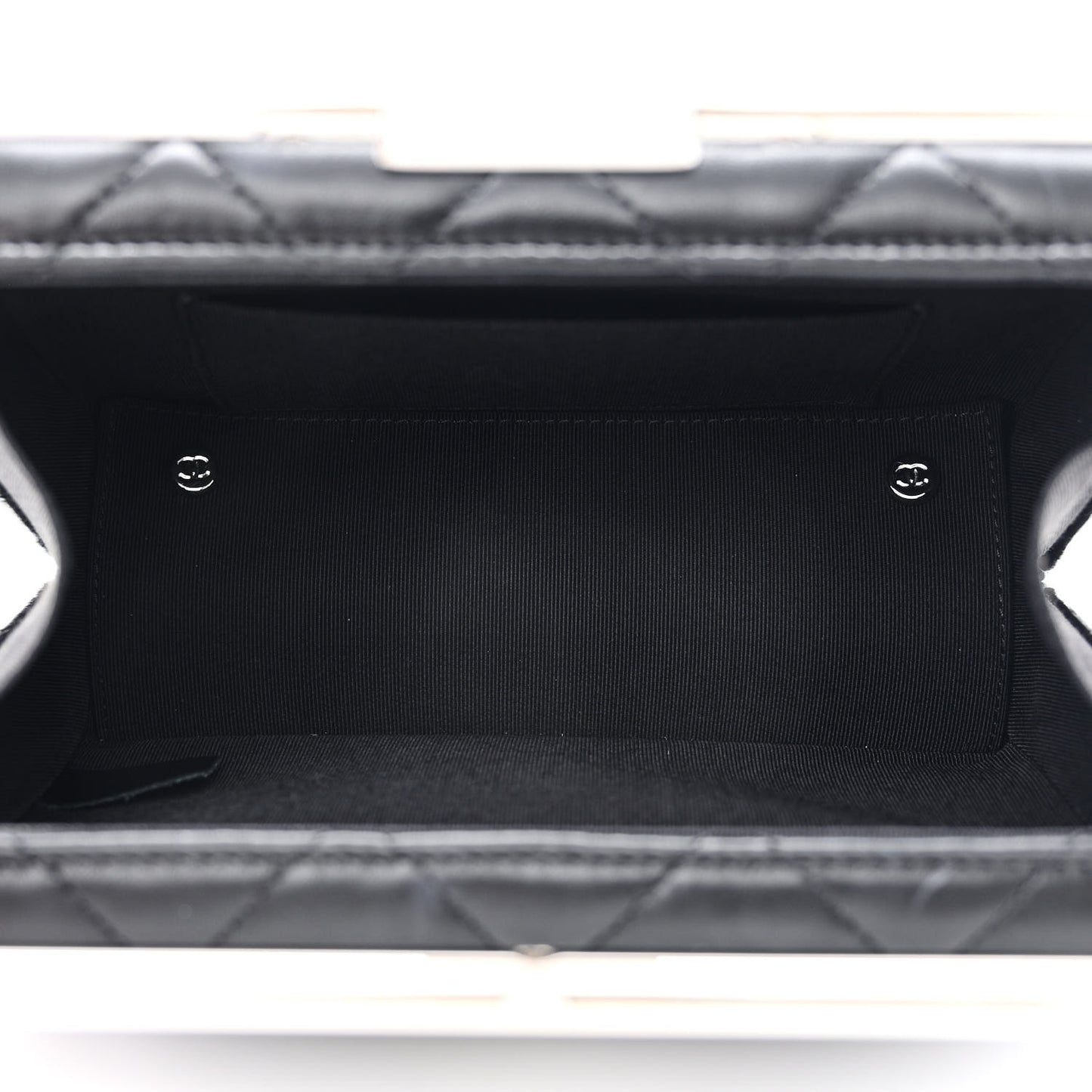 Quilted Lambskin Metal Bar Clutch Bag Black