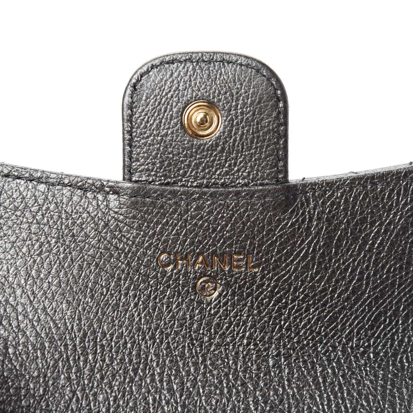 Metallic Calfskin Quilted Reissue Flap Card Holder Charcoal