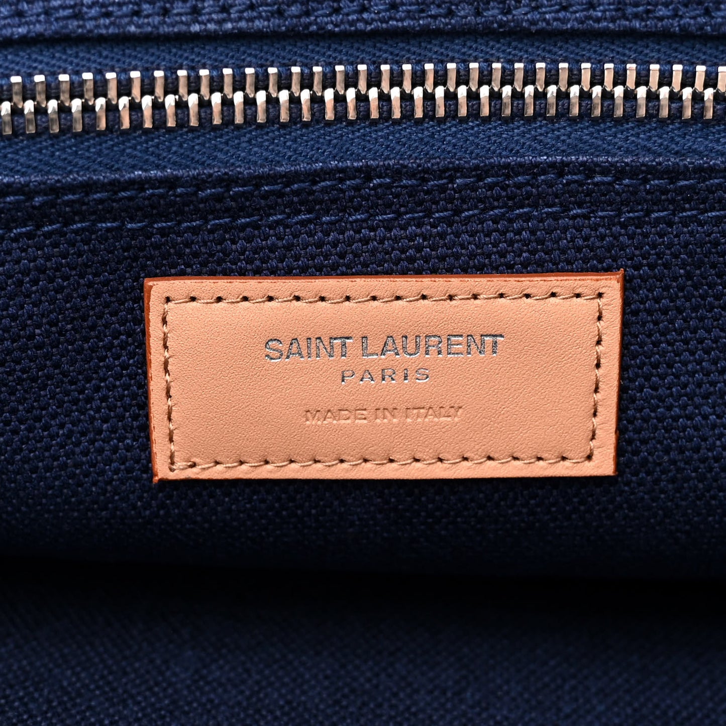 Linen Calfskin Rive Gauche Tote Marine Rose Brown