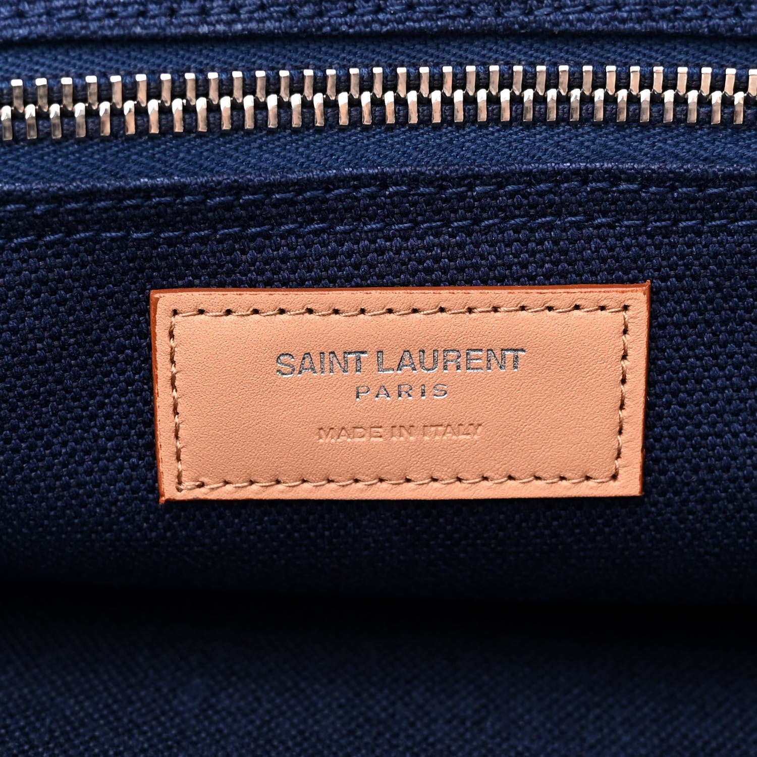 Saint Laurent Linen Calfskin Rive Gauche Tote Marine Rose Brown 6 of 10