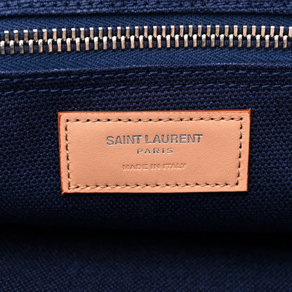 Saint Laurent Linen Calfskin Rive Gauche Tote Marine Rose Brown 6 of 10