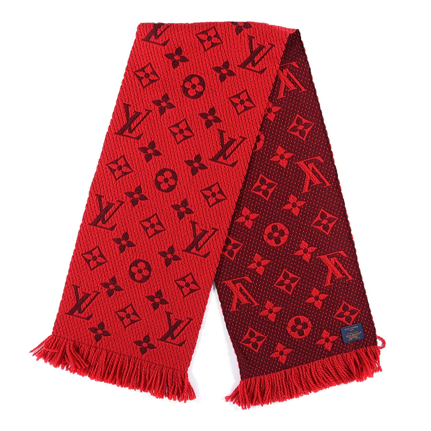 Louis Vuitton Wool Silk Logomania Scarf Rubis 4 of 6