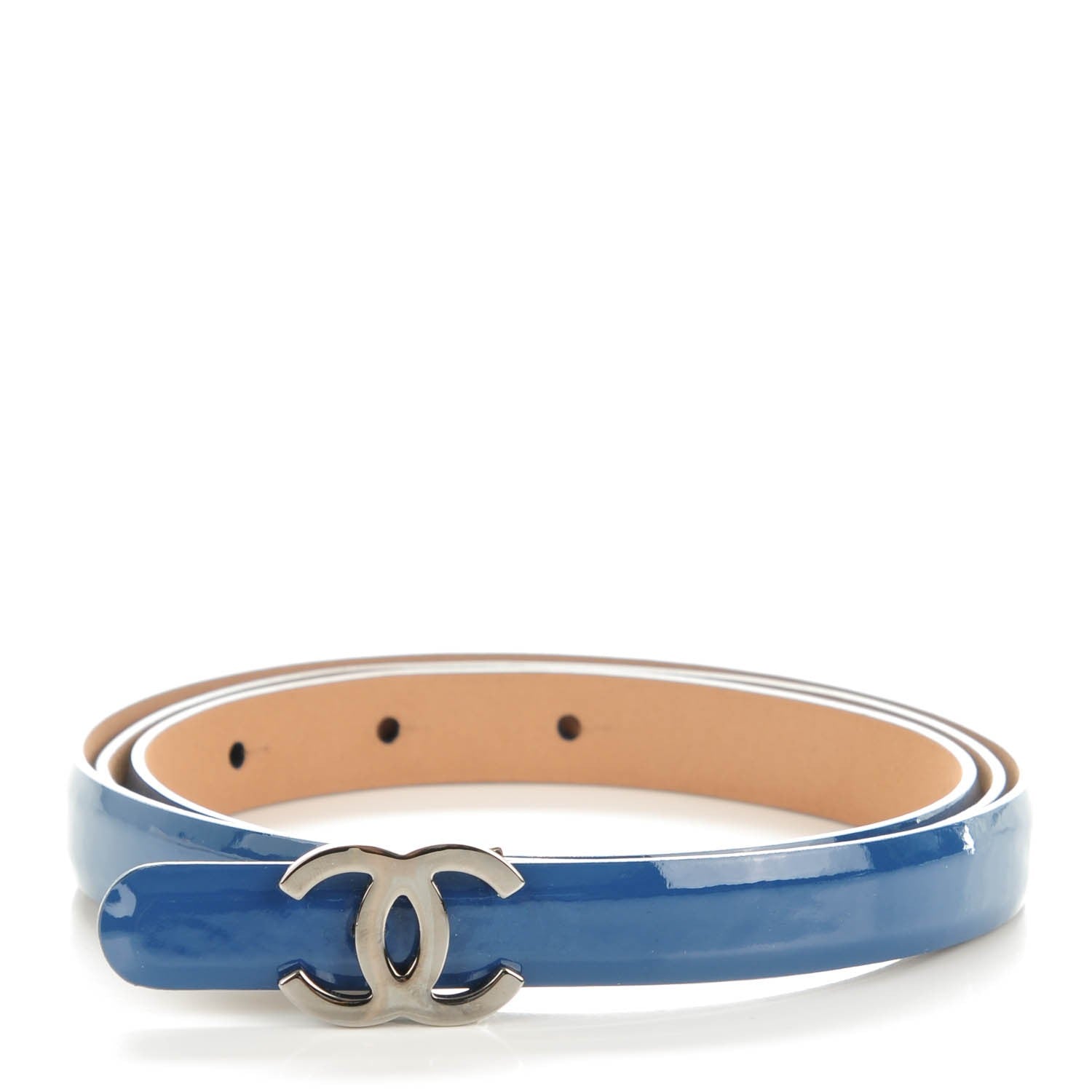 Chanel Patent CC Skinny Belt 95 38 Blue Fonce 1 of 8