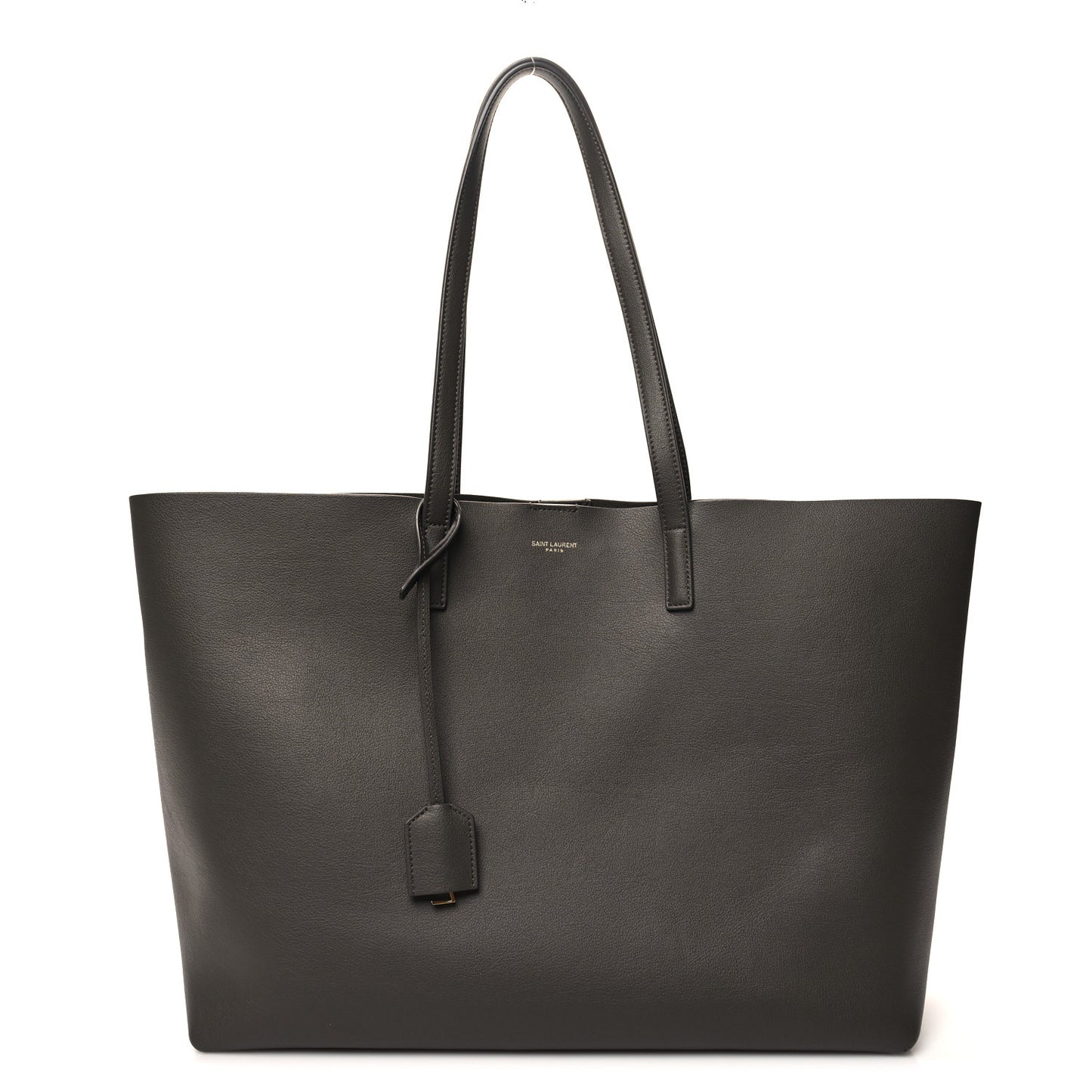 SAINT LAURENT Calfskin Large Shopping Tote Pebble