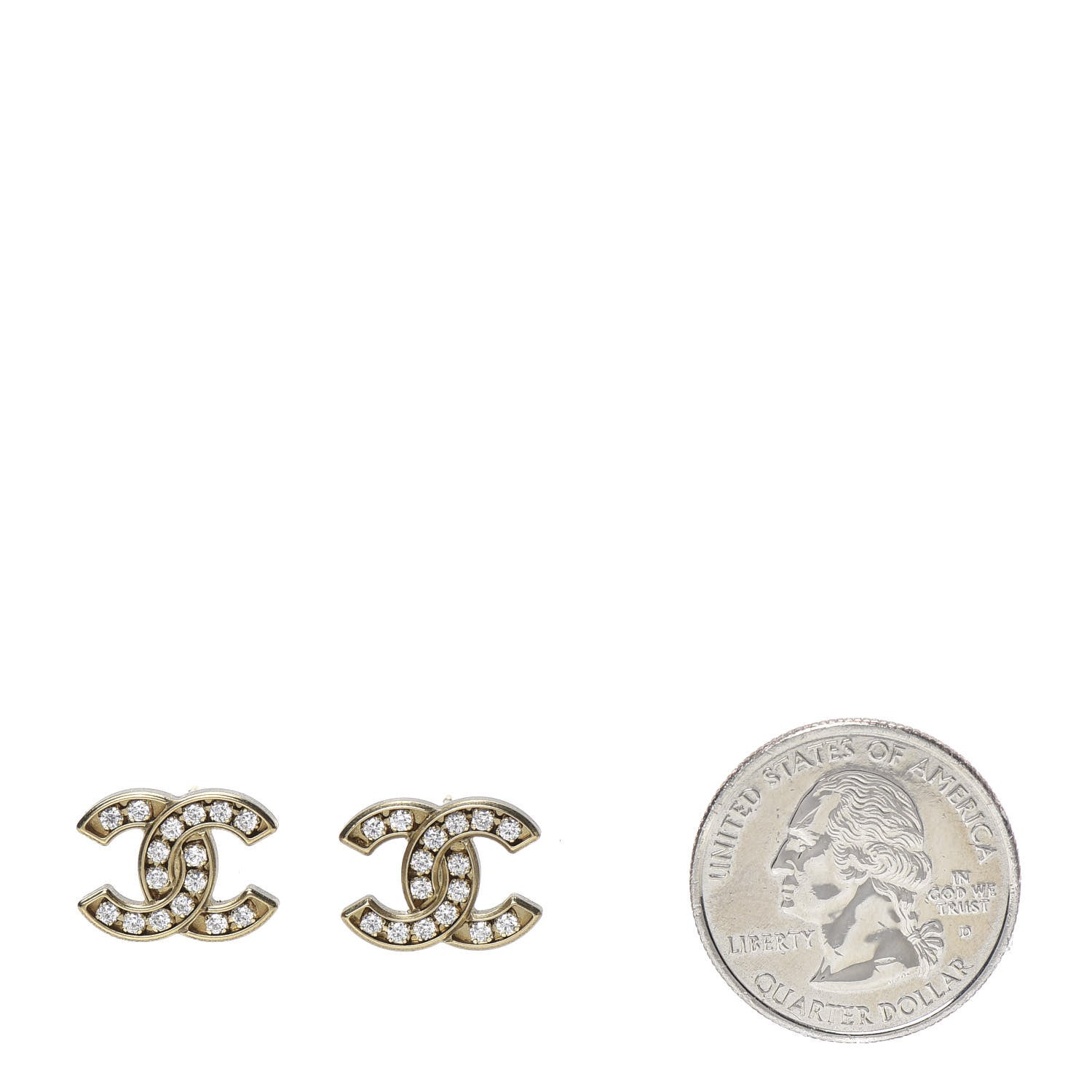 Chanel Crystal CC Earrings Gold 2 of 4