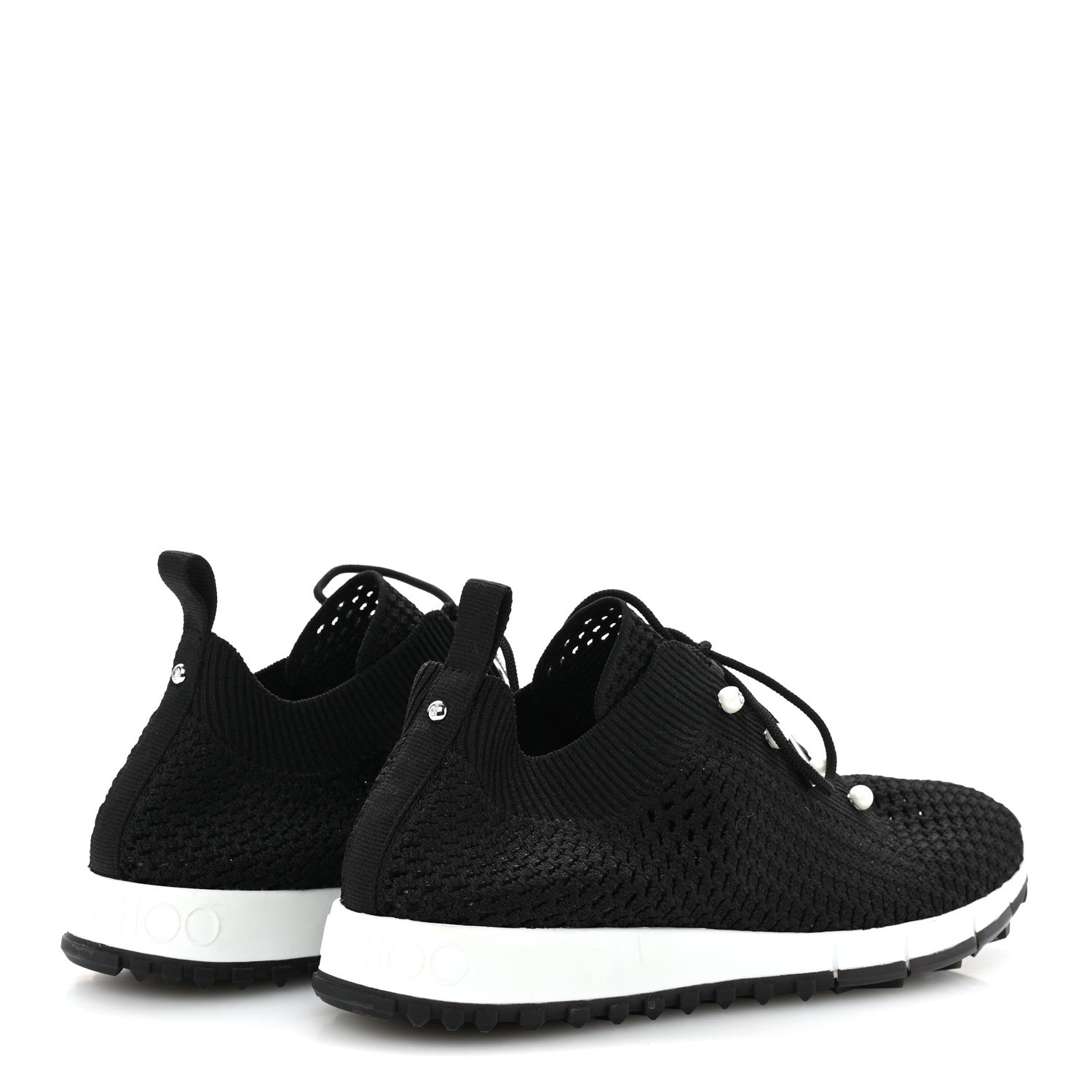Jimmy Choo Veles Knit Pearly Lace Up Sneaker 40 Black 5 of 9