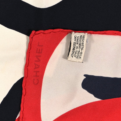 Chanel Silk Good Bad Angels CC Scarf White Black Red 3 of 3