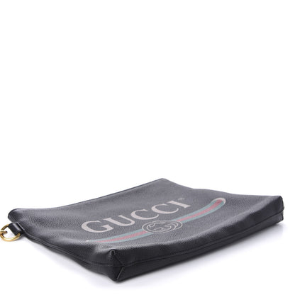 Gucci Pebbled Calfskin Logo Wristlet Black 4 of 10