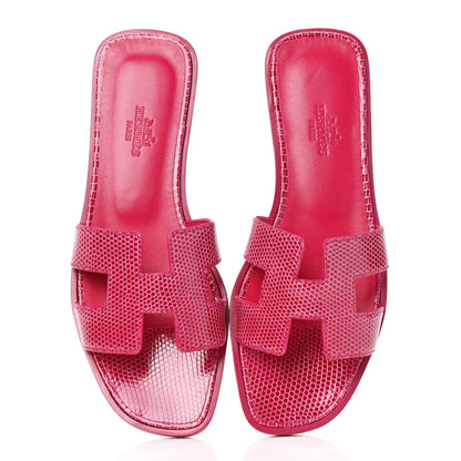 Hermes Lizard Oran Sandals 36 Fuchsia 11 of 19