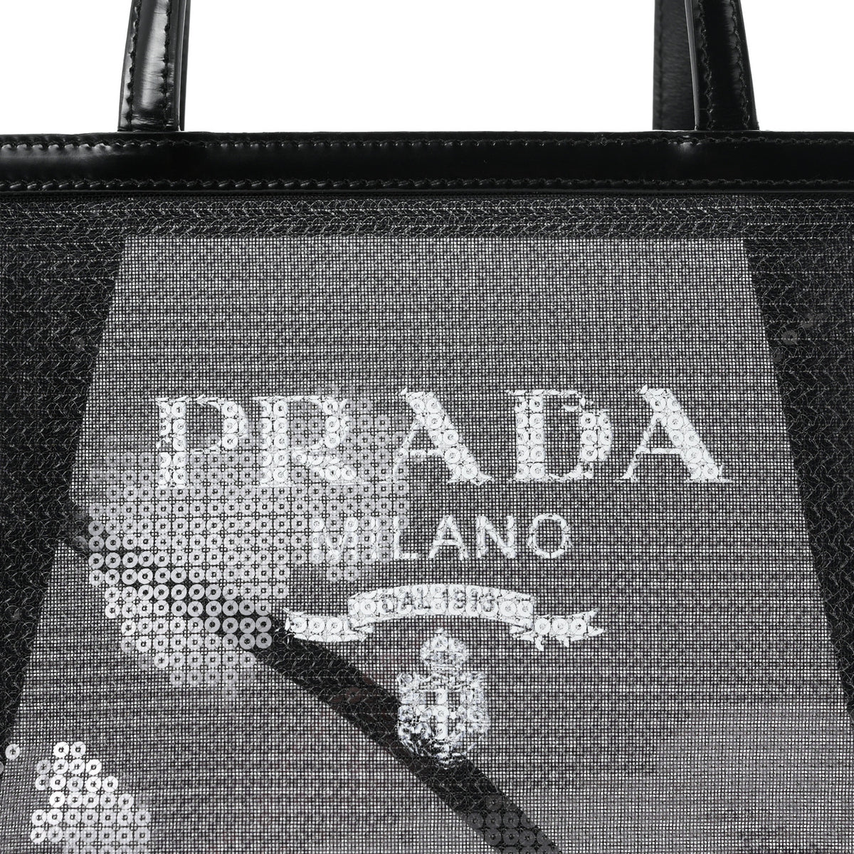 Sequin Rete Paillettes Small Tote Bag Black