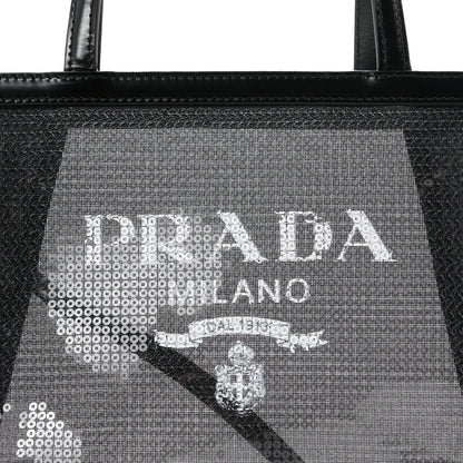 Prada Sequin Rete Paillettes Small Tote Bag Black 9 of 11