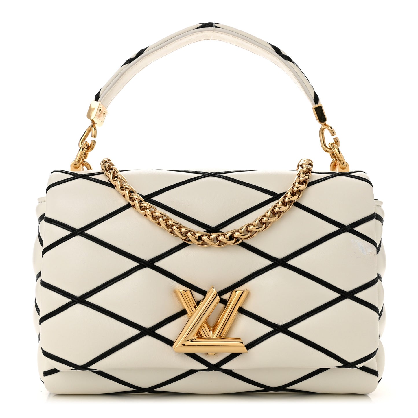 Lambskin Malletage Top Handle GO-14MM White Black