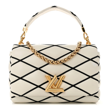 Louis Vuitton Lambskin Malletage Top Handle GO-14MM White Black 1 of 12
