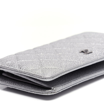 Chanel Metallic Caviar Quilted Yen Wallet Silver 7 of 14