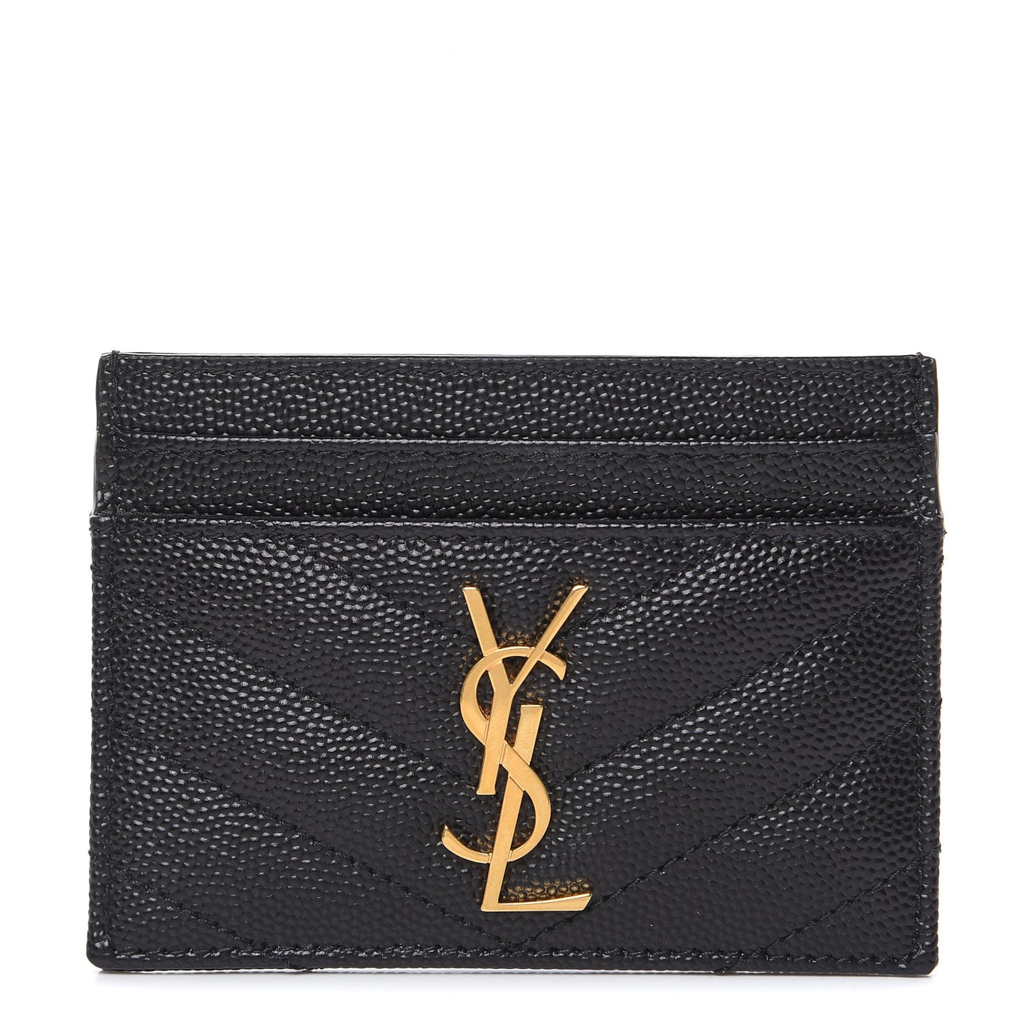 Grain De Poudre Matelasse Chevron Monogram Credit Card Case Black