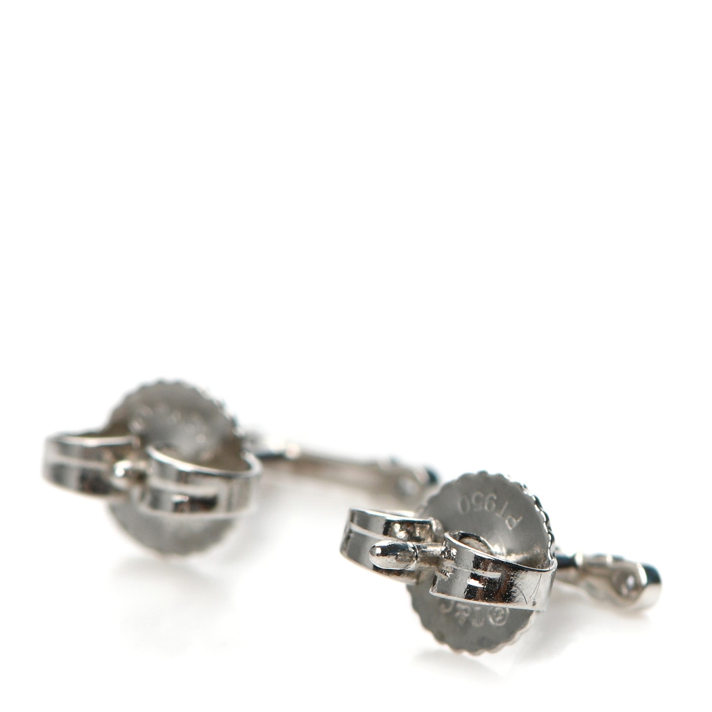 Platinum Diamond Fleur de Lis Key Bar Earrings