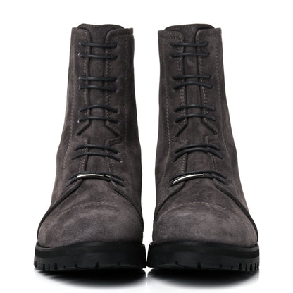 Jimmy Choo Suede Piper Combat Boots 38 Dark Grey 2 of 12
