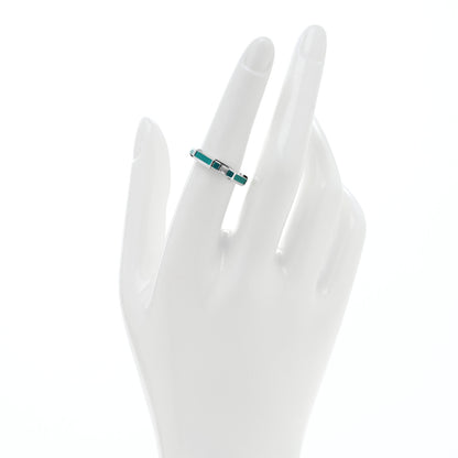 Gucci 18K White Gold Enamel Diamond Link to Love Ring 54 6.75 Green 2 of 5