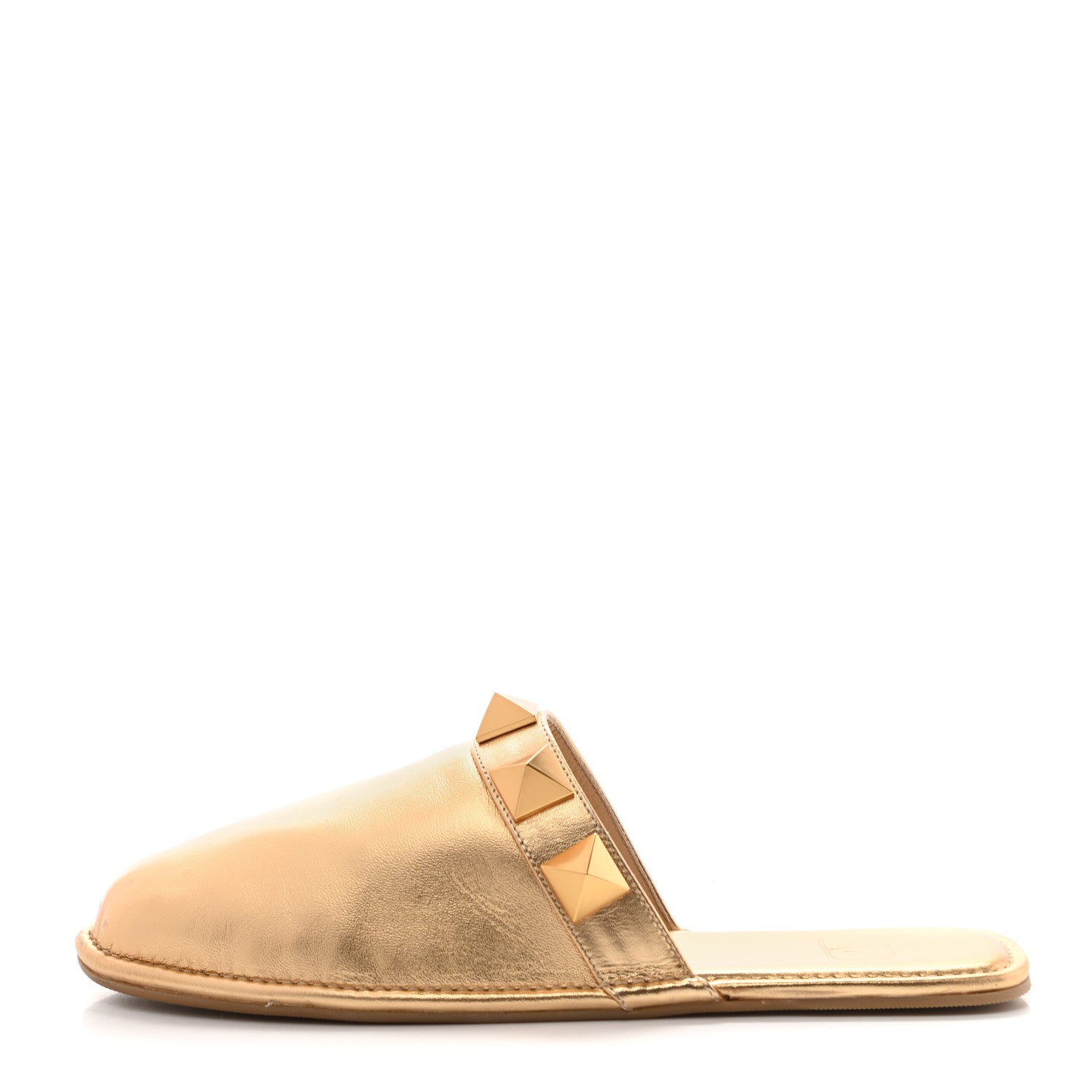 Valentino Garavani Metallic Nappa Roman Stud Slippers 38.5 Antique Brass 2 of 20