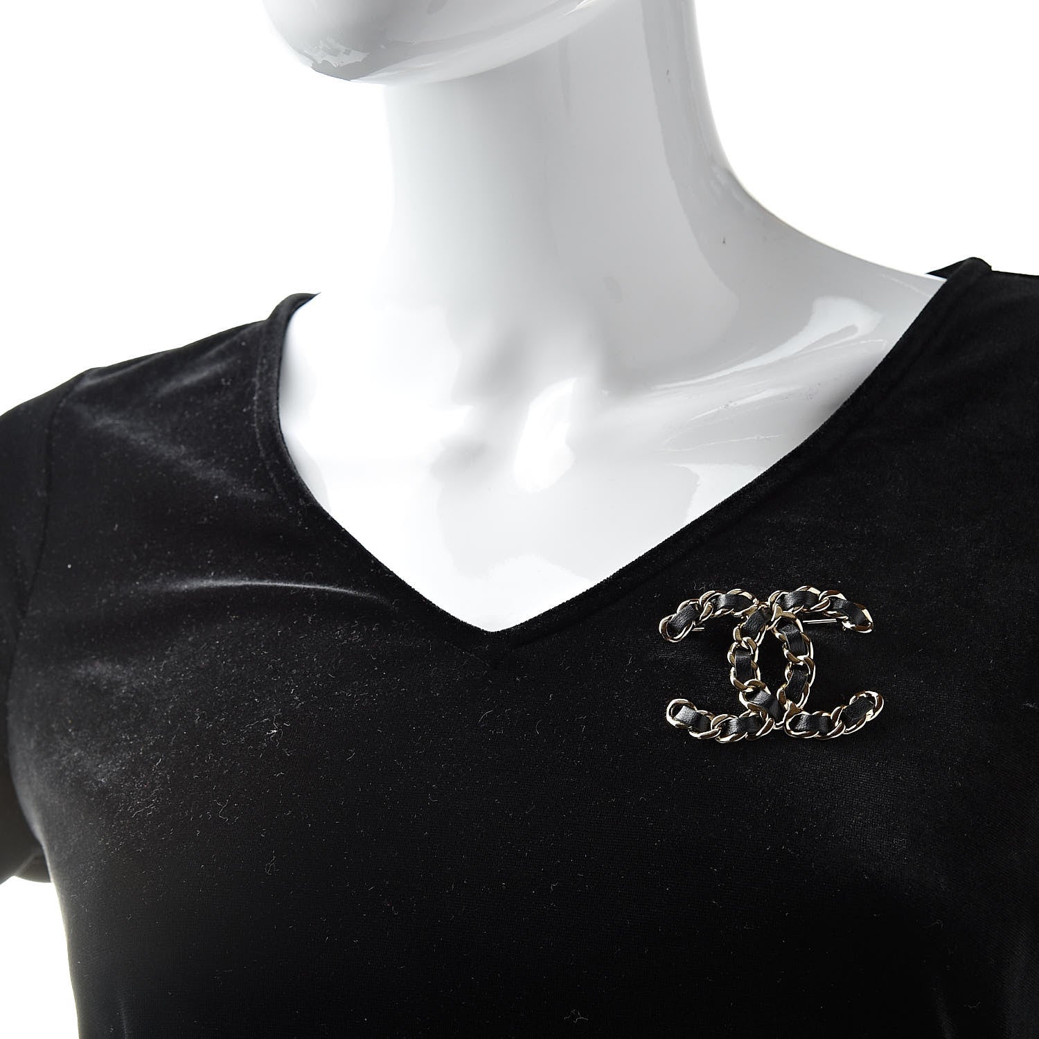 Chanel Lambskin Chain CC Brooch Black Gold 2 of 5